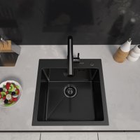 Кухонная мойка ARFEKA ECO AR 450*450 BLACK PVD NANO DECOR MILLET GRAINS (настольная)