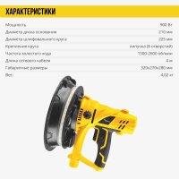Шлифмашина для стен и потолков Kolner KWS 900-225L