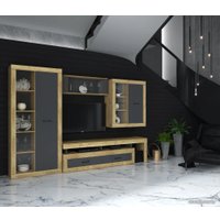 Горка Интерлиния Loft-6 Гостиная-2 (дуб золотой/антрацит)