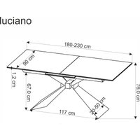 Кухонный стол Halmar Luciano 180-230/90/76 (белый мрамор/черный)