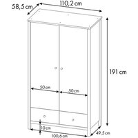 Шкаф распашной Polini Kids Simple двухсекционный с ящиками 0002770.165 (белый/дуб крафт)