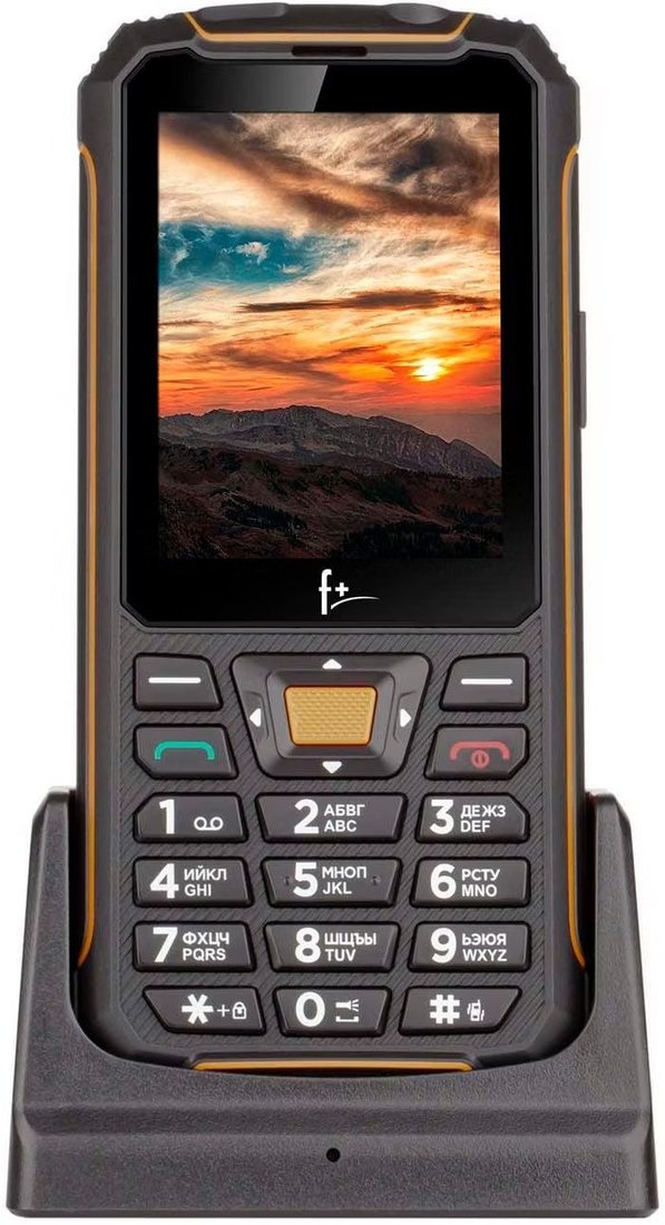 Кнопочный телефон F+ R280C (черный/оранжевый)