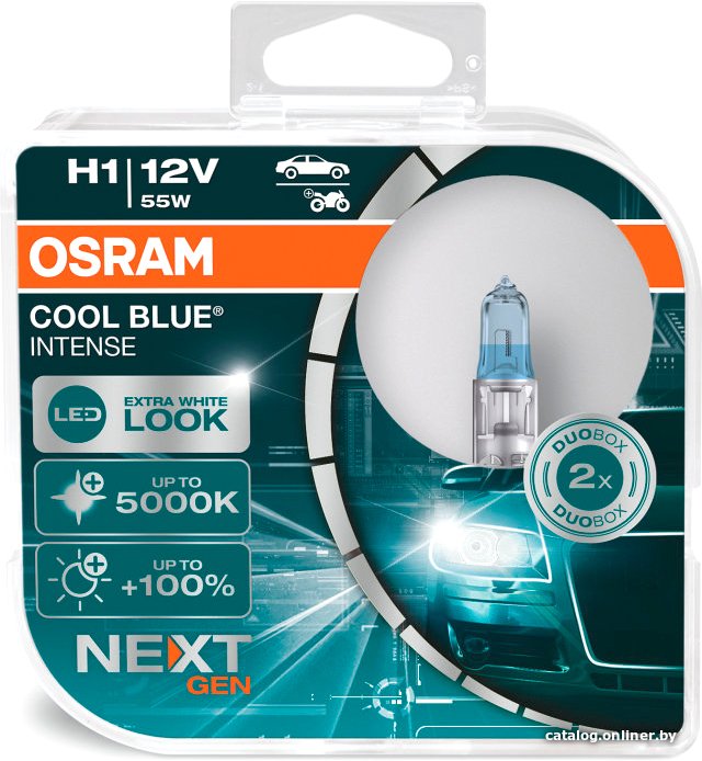 Галогенная лампа Osram Cool Blue Intense Next Gen H1 64150CBN-HCB (пластиковый бокс, 2 шт)