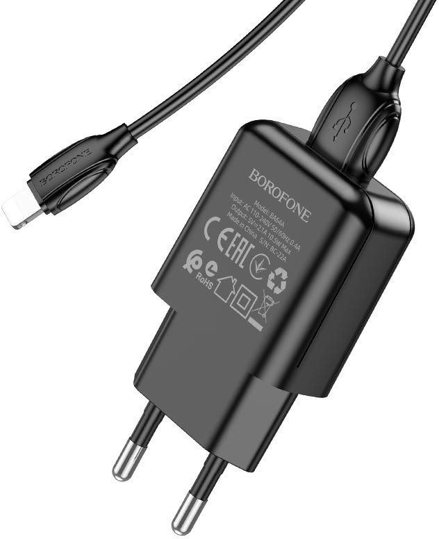 

Сетевое зарядное Borofone BA64A Lightning (черный)