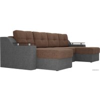 П-образный диван Лига диванов Сенатор 28928 (рогожка, коричневый/серый)