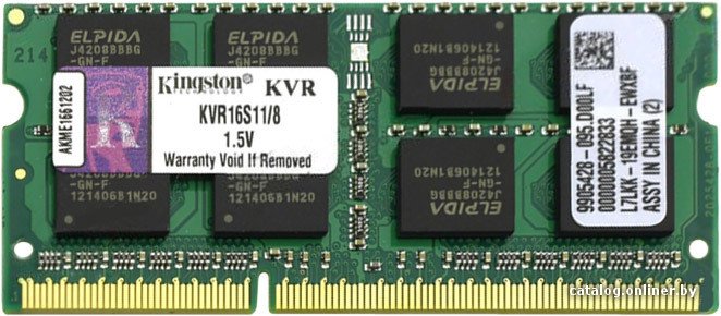 Оперативная память Kingston ValueRAM 8GB DDR3 SO-DIMM PC3-12800 (KVR16S11/8)