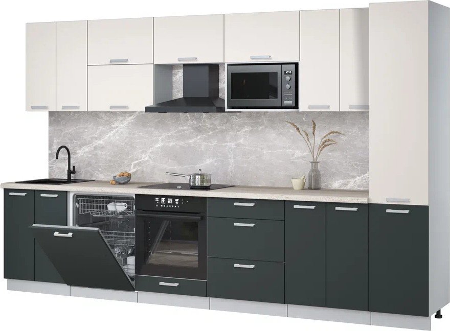 

Готовая кухня Интерлиния Мила Лайт 3.4-ПМ2 (персидский жемчуг/антрацит/травертин серый)