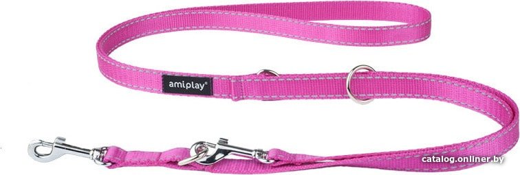 Поводок Amiplay Reflective регулируемый 6 in 1 (S, розовый)