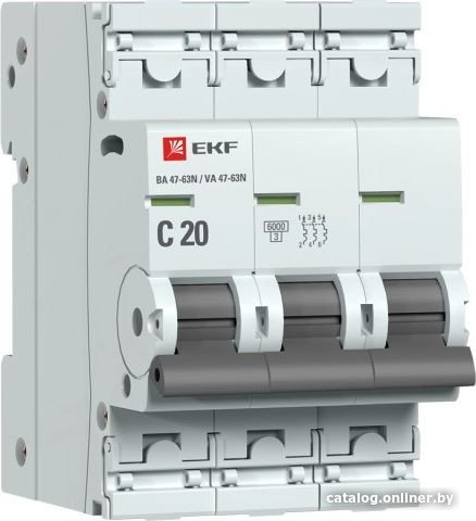 Выключатель автоматический EKF PROxima ВА 47-63N 3P 20А (C) 6кА M636320C