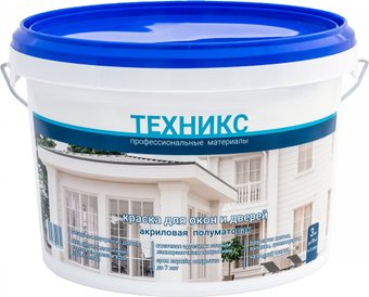 Краска Техникс ВД-АК-1УМ Для окон и дверей 3 кг (белый полуматовый)