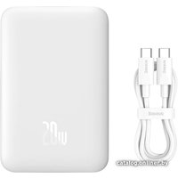 Внешний аккумулятор Baseus Magnetic Mini Wireless Fast Charge Power Bank 10000mAh 20W (белый) + брендированный брелок Baseus