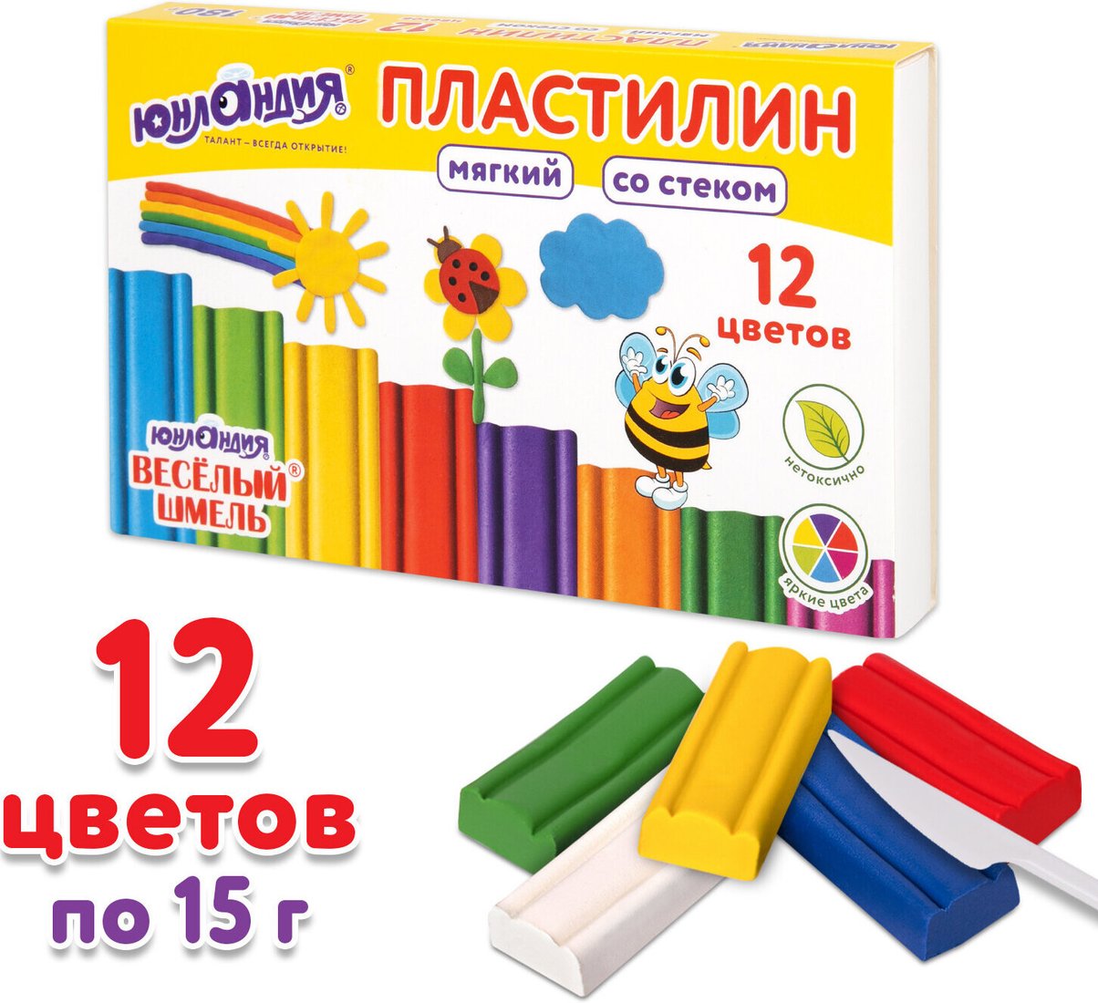 Пластилин Юнландия Веселый шмель 106672 (12 цв)