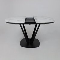 Кухонный стол Listvig Merlin 110-150х75 (МДФ+HPL-пластик белый Monte Belo/черный)