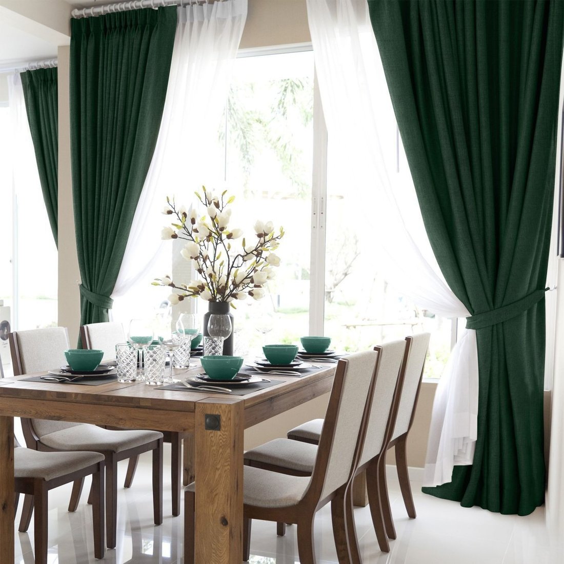 

Комплект штор Волшебная ночь Рогожка с подхватами 165x270/791108 (2 шт, изумруд)