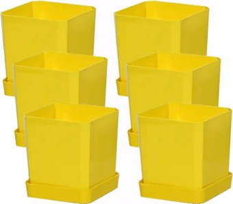 Горшок Чипполино АРТ0336 с индивид. поддоном и выдвижным дном (0.5 л, 10 шт, желтый)