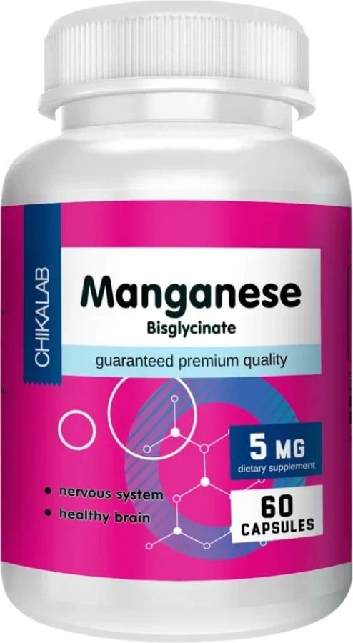 

Витамины, минералы Chikalab Марганца бисглицинат/Manganese bisglycinate (60 капсул)