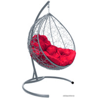 Подвесное кресло M-Group Капля 11020306 (серый ротанг/красная подушка)
