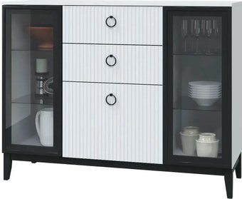 Комод MLK Шарлиз с 2 стекл.дв. (белое сияние/белый снег)