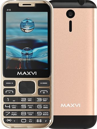 Кнопочный телефон Maxvi X10 (золотистый)