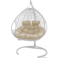Подвесное кресло M-Group Для двоих Люкс 11510101 (белый ротанг/бежевая подушка)