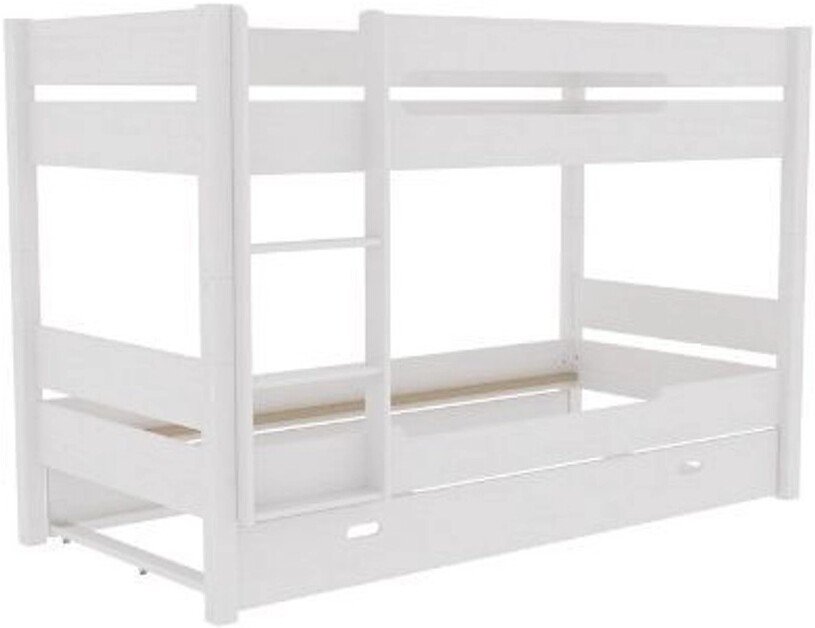 Двухъярусная кровать ММЦ Амелия 90x200 (двухъярусная, с выдвижным спальным местом, белый воск)