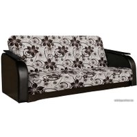 Диван Асмана Премьер (декор прямой/рогожка цветок крупный коричневый/кожзам коричневый)