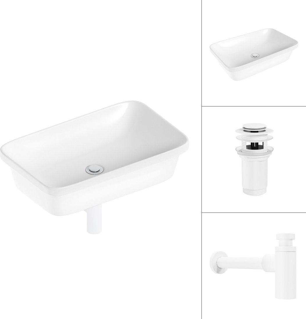 

Умывальник Lauter 21370 + клапан 21190W + сифон 21635W (белый матовый)