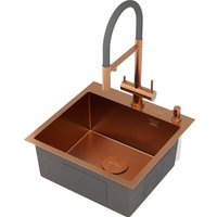 Кухонная мойка Roxen Simple 560220-50BR-GR бронза/текстурная PVD покрытие (с коландером и дозатором)