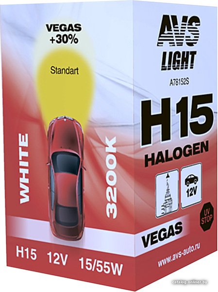 Галогенная лампа AVS Vegas H15 12V 15/55W 1шт [A78152S]