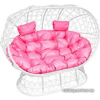 Садовый диван M-Group Лежебока 11190108 (на подставке с белым ротангом/розовая подушка)