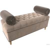 Банкетка Лига диванов Глория 113655 (велюр бежевый/коричневый/коричневый)