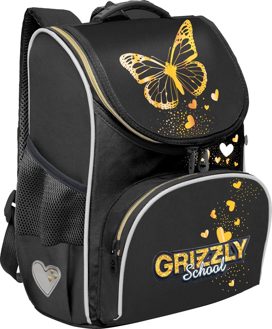 

Школьный рюкзак Grizzly RAm-584-6 (черный/золотой)