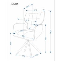 Стул с подлокотниками Halmar K601 (серый/черный)