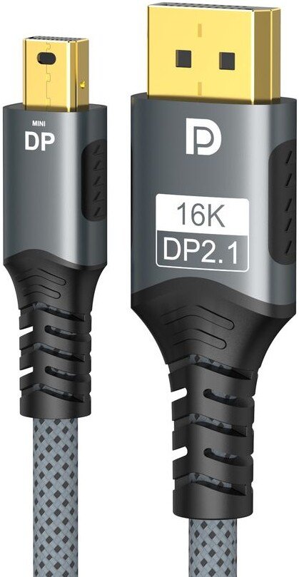 

Кабель USBTOP miniDisplayPort - DisplayPort 16K v2.1 (в оплетке, 1 м, серый)