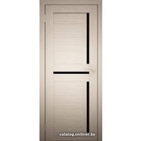 Межкомнатная дверь Юни Амати 18 (ч) 40x200 (дуб беленый/черное стекло)