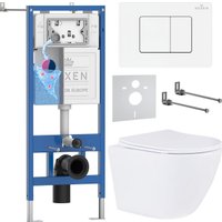 Унитаз подвесной Roxen Antares в комплекте с инсталляцией StounFix Dual Fresh 6 в 1 868543 (кнопка: белый глянцевая)