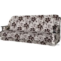 Диван Асмана Анна с деревянными подлокотниками (рогожка цветок крупн коричневый)