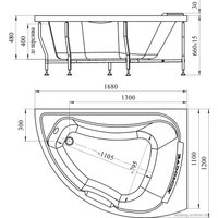 Ванна Radomir Альбена 168x120L 1-01-2-1-1-015К (белый, хром)