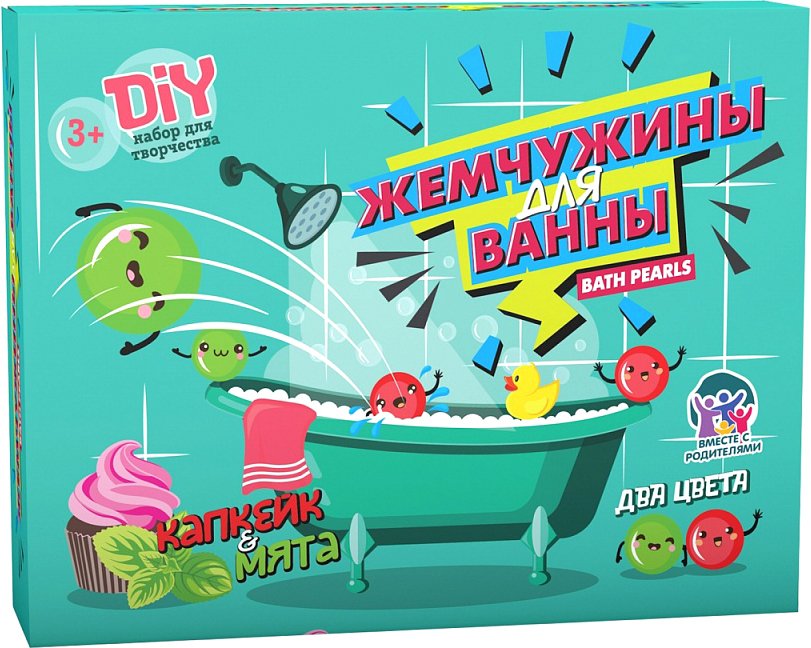 

Набор для опытов Инновации для детей Жемчужины для ванны. Капкейк и мята 756