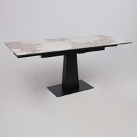 Кухонный стол Lepremo AV 2119 МДФ+керамика раздвижной 1200-1800x800 (белый глянцевый Pandora/черный)