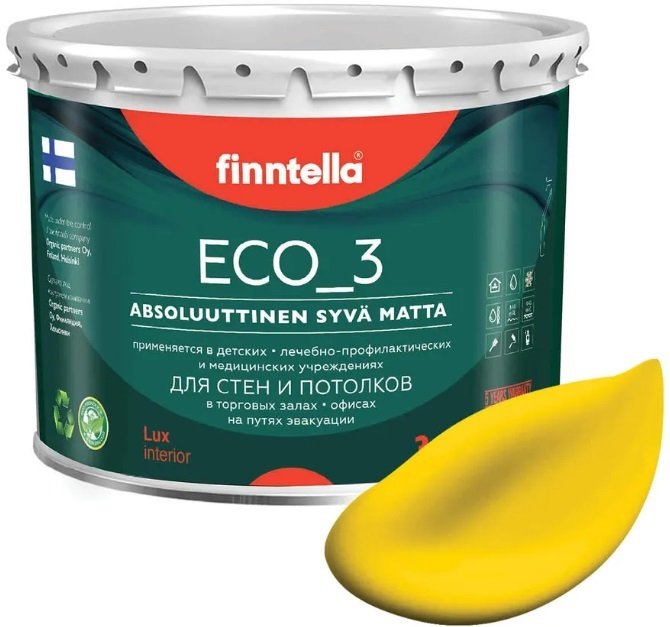 

Краска Finntella Eco 3 Wash and Clean Keltainen F-08-1-3-FL129 2.7 л (желтый)