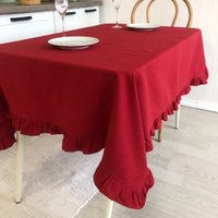Скатерть ОМурМебель 180x150см прямоугольная с рюшами (красный)