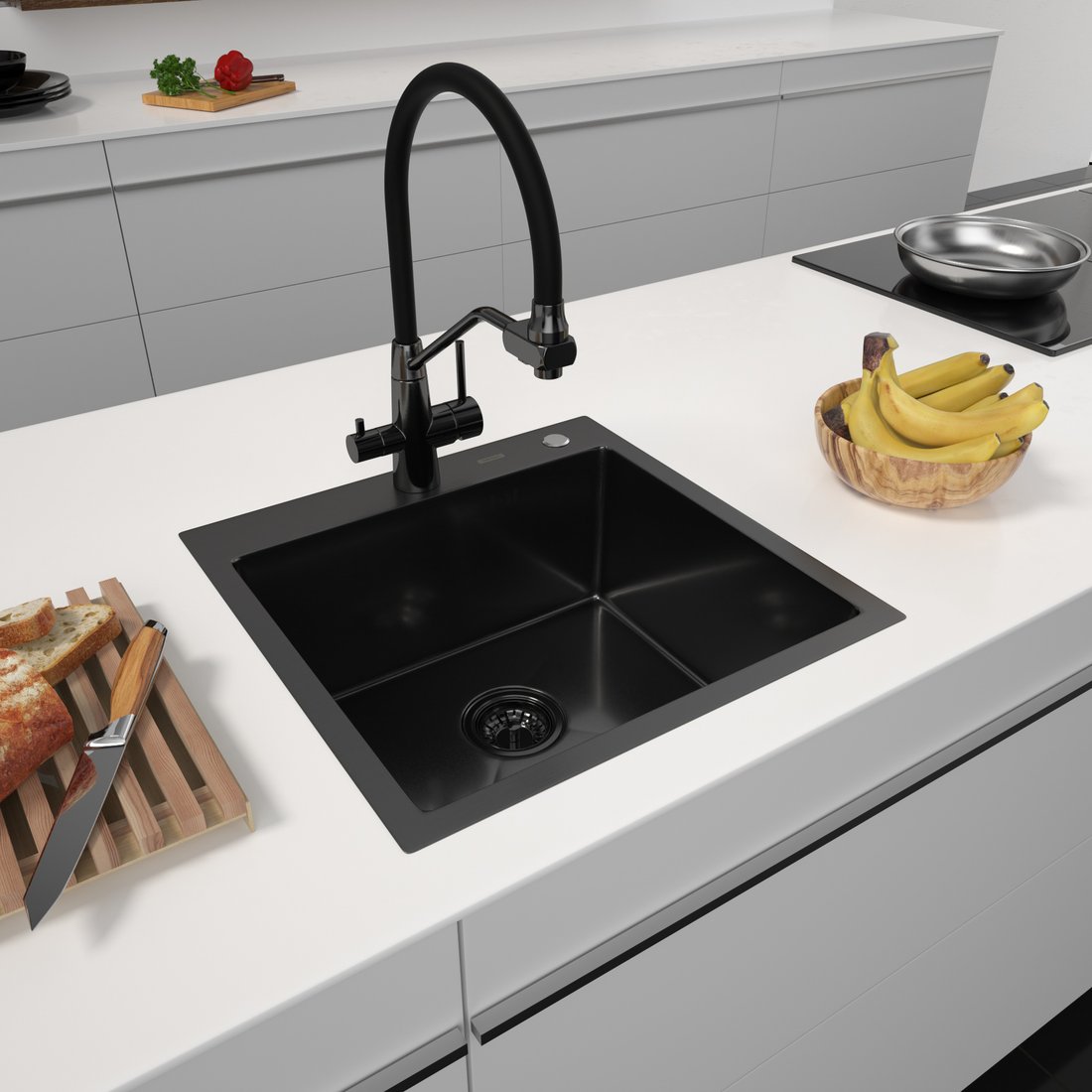 

Кухонная мойка ARFEKA Eco AR 500*500 Black PVD Nano Decor Volcanic Rock