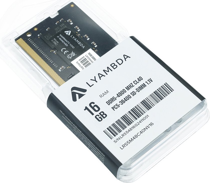 

Оперативная память Lyambda 16ГБ DDR5 SODIMM 4800 МГц LRS5M48C40N1/16