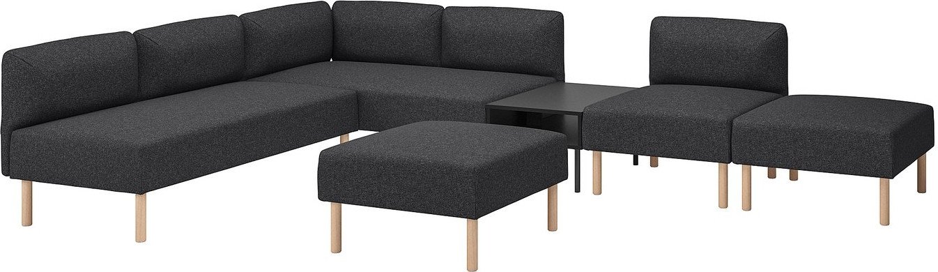 Модульный диван Ikea Lillehem Gunnared/темно-серый дерево s99574754