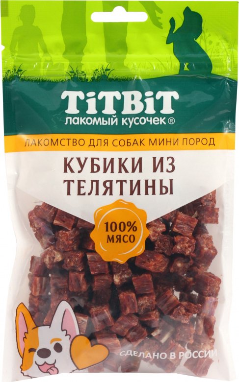 

Лакомство для собак TiTBiT Кубики из телятины для мини пород 100 г