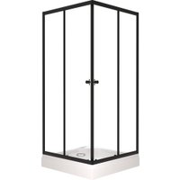 Душевой уголок Saniteco SNT-802 Cube 90х90 с поддоном (черный/прозрачное стекло)