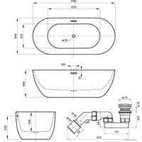 Ванна Wellsee Chic Riviera 179x84,5 202010447 (отдельностоящая ванна белый глянец с худ. изображением, экран, ножки, сифон-автомат хром)