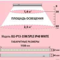 Линейный светильник Uniel ULI-P13-35W/SPLE IP40 WHITE Спектр для фотосинтеза UL-00007514