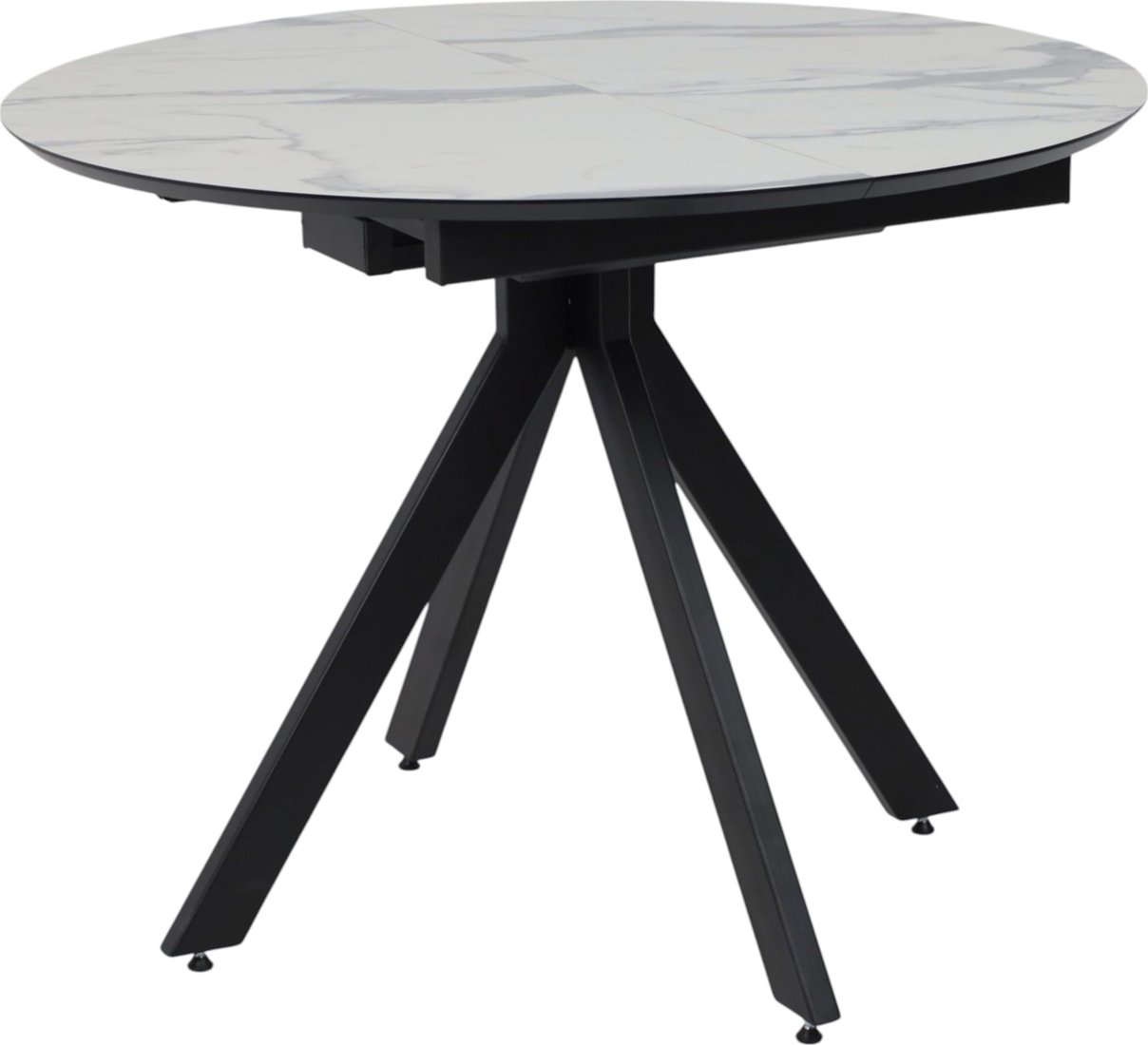 

Кухонный стол Lepremo AV 1107 HPL+МДФ раздвижной D1000-1350x750 (белый мрамор/черный)